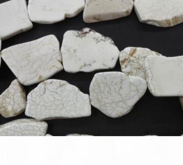 

white turquoise stone slice loose bead 20x35mm 16inch 10-15 beads, Black