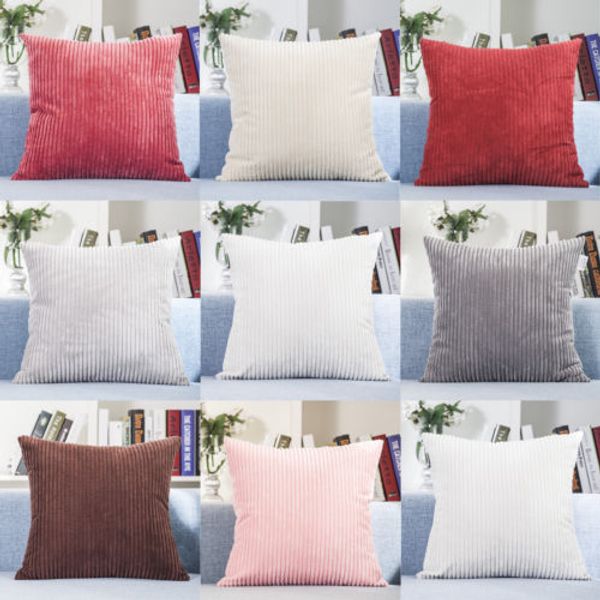 

Striped Corduroy Cover Throw Pillow Case Sofa Car Home Decor Zip Up Modern Fashion