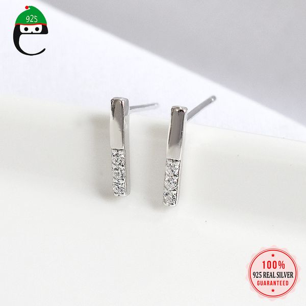 

elfoplatasi fashion 925 sterling silver sweet dazzling stick cz stud earring for women daughter wife party jewelry gift da515, Golden;silver