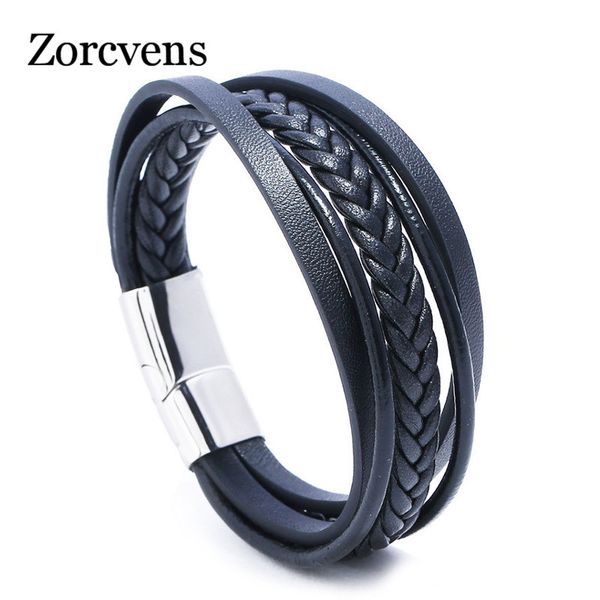 

modyle 2020 fashion stainless steel chain genuine leather bracelet men vintage male braid jewelry for women, White