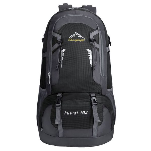 

60l waterproof outdoor backpack sports bag for hiking travel mountaineering rock climbing trekking camping - black