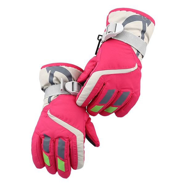

1pair children ski gloves riding finger winter gloves for climbing (rosy