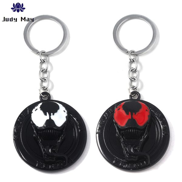 

new arrived venom skull mask figure rotatable keychain venom antique key chain keyring for women men jewelry, Silver