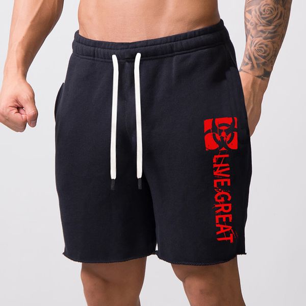 

new fashion casual mens shorts with pockets bodybuilding clothing quick dry fitness walking workout jogger sweat shorts, White;black