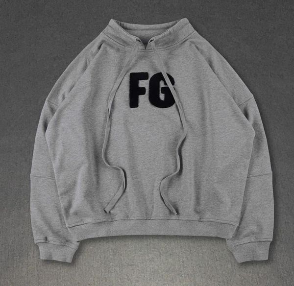 

mens designer hoodies high collar sweater madebygu fog essentials hip hop high street fashion brand drawstring pullover sweatshirt, Black