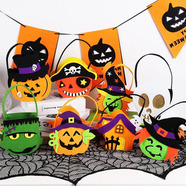 

kids halloween bag candy bags child diy pumpkin candy handbags halloween witch bat candy storage buckets party decor gift