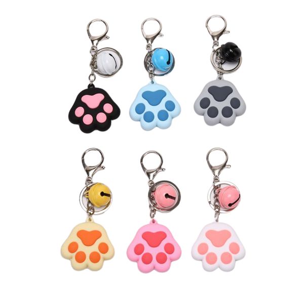 

1pcs women keychain creative three-dimensional cute cat claw key chain soft rubber bell car bag pendant key ring pendant gift, Silver