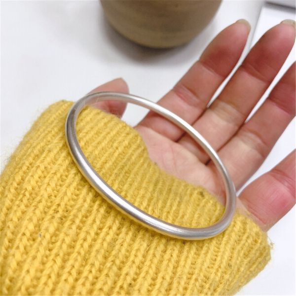 

new style fashion solid s999 sterling silver bangle inheritance series closed-mouth smooth grind bangles for women dropship, Black