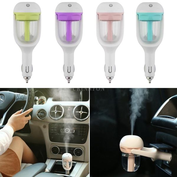 

dhl 50pcs mini portable car use air humidifier ultrasonic essential air atomizer diffuser wave filter mist maker car charger