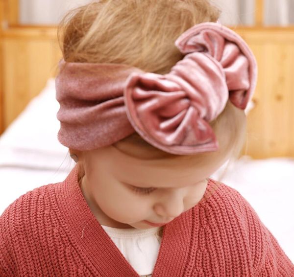 

ins new kids hair belt baby tie golden velvet fat bow hair belt bow hair ornament ing, Yellow