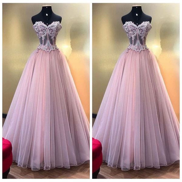 

enchanting sweetheart tulle pink prom dress pattern lace applique crystal girl party dresses a-line shape petite formal dresses long, Black