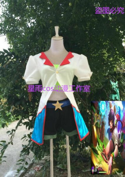 

lol arcade ahri skin uniform outfit halloween cosplay costume, Black;red