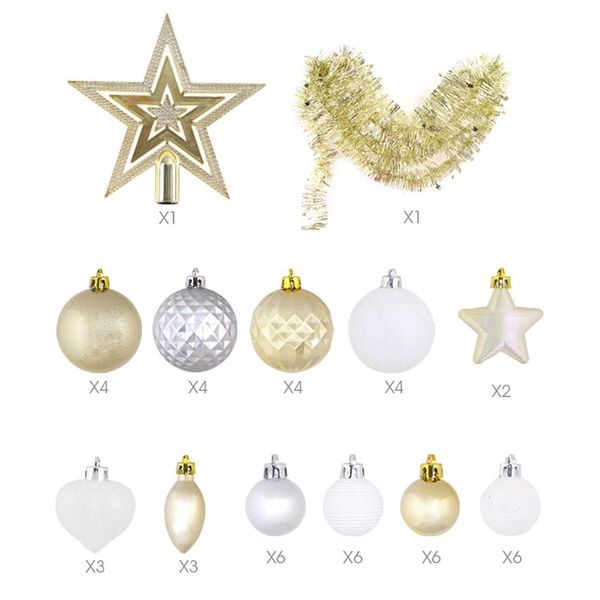 

50pcs christmas tree decoration pendant ball gift package christmas tree star multi-pack hanging ornament