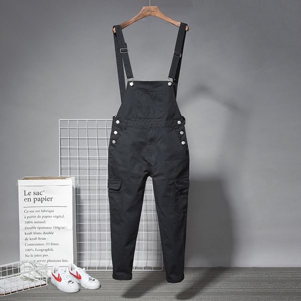

strap pants nine points siamese overalls men's suspenders casual pants korean loose trendy feet, Black