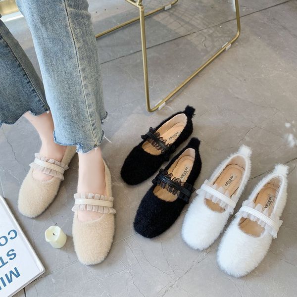 

shoes woman 2019 elegant dress flats women modis loafers fur autumn women's moccasins casual female sneakers round toe new, Black