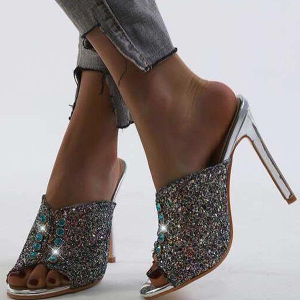 

shoes woman fashion sandals fish mouth high heels open-toe stiletto ladies slippers sandalia platform wedge slides beach shoes, Black