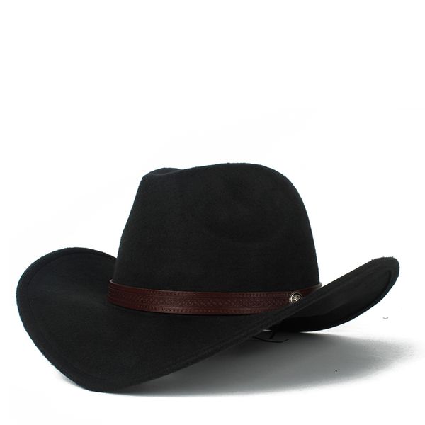 

2019 women men wool hollow western cowboy hat gentleman outblack sombrero hombre jazz cap size 56-58, Blue;gray