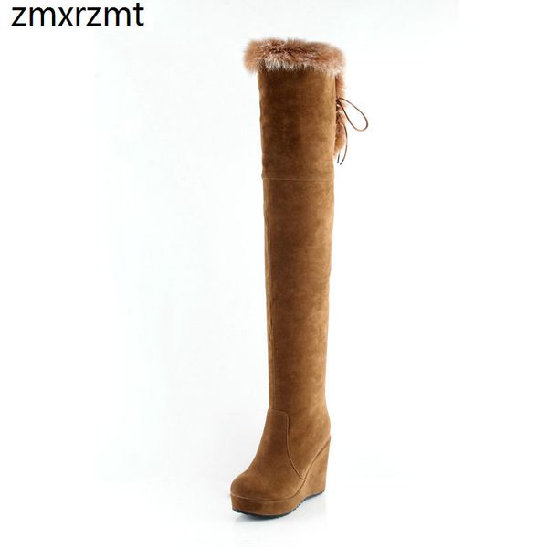 

2019 women to keep warm in winter snow boots over the knee high saux suede slim women shoes 9.5cm super high heel party shoes, Black