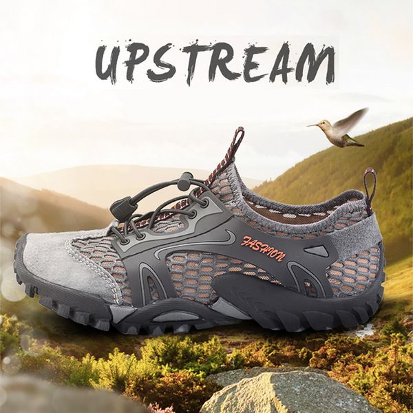 

men mesh aqua shoes outdoor professional non-slip durable trekking upstream shoes male cool hiking wading water sports sneakers