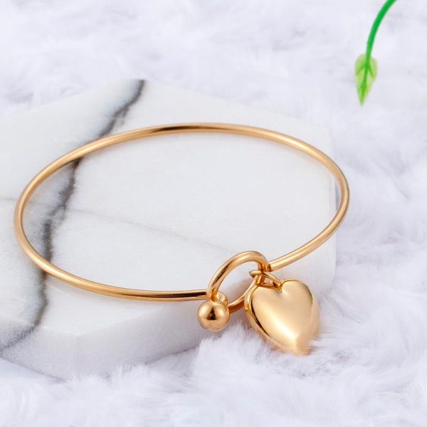 

65mm inner size classic titanium stainless steel gold love hearts charm bangle bracelet for girls women jewelry, Black