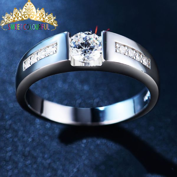 

100% 9k gold moissanite diamond man ring d color vvs with national certificate mo-0h24, Golden;silver