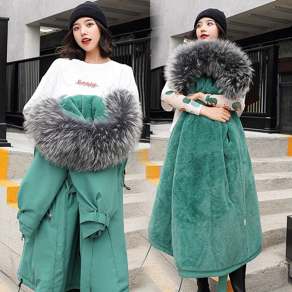 

women white fur coat winter faux fur jacket thickening warm outerwear overcoat ladies snow wear long jackets plus size m-xxl, Black