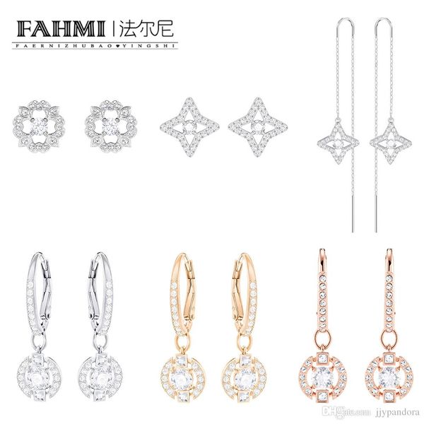 

fahmi swa sparkling dc exquisite elegant fashion beating heart crystal stars tassel perforated hoop long earring rose gold color, Golden;silver