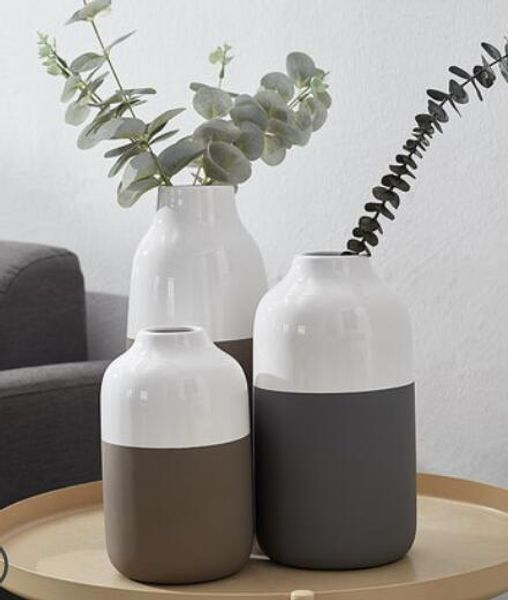 Vaso piccolo in ceramica a contrasto mini ornamenti desktop freschi Nordic ins grigio semplice salotto tavolino composizione floreale
