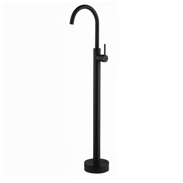 

Classic Solid Brass Matte Black Finish Black Single Handle Freestanding Bathtub Filler Faucet Floor Mount