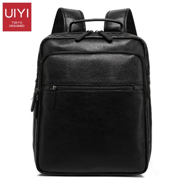 

pu leather backpack men's solid color student backpack external charging interface computer bag college simple school bag men