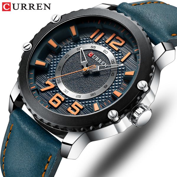 Curren Casual Leather Watch for Men Style Business Quartz Wristwatches Novo Rellojes HOMBRE Design Rel￳gio Design Rel￳gios Masculinos