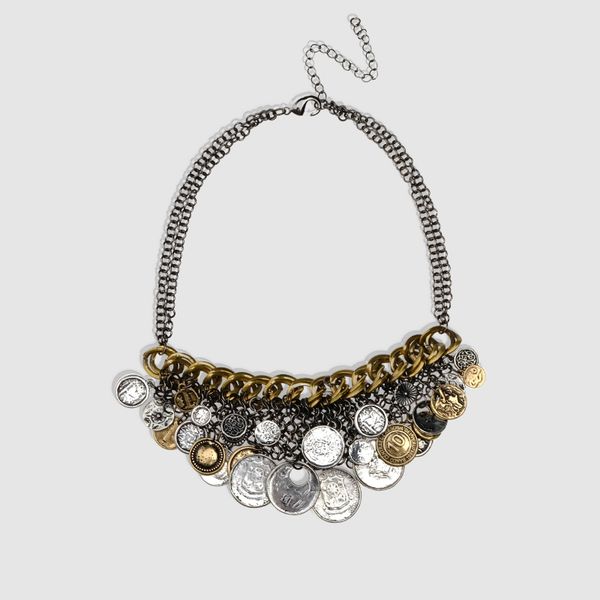 

amorita boutique vintage unique metal round pendant necklace, Silver