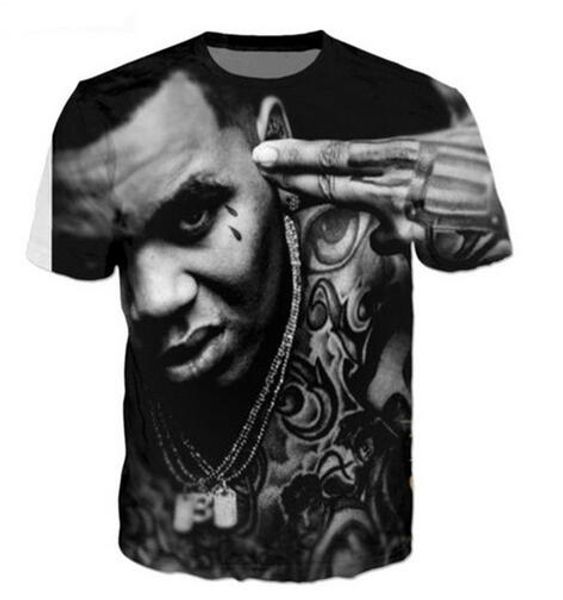

summer style men/women short sleeve t-shirt rap star kevin gates 3d digital print t-shirts for tees shirts loose casual tees, White;black