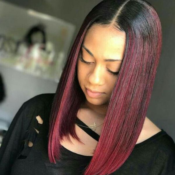 130 Density Burgundy Lace Front Human Hair Wigs For Black Women