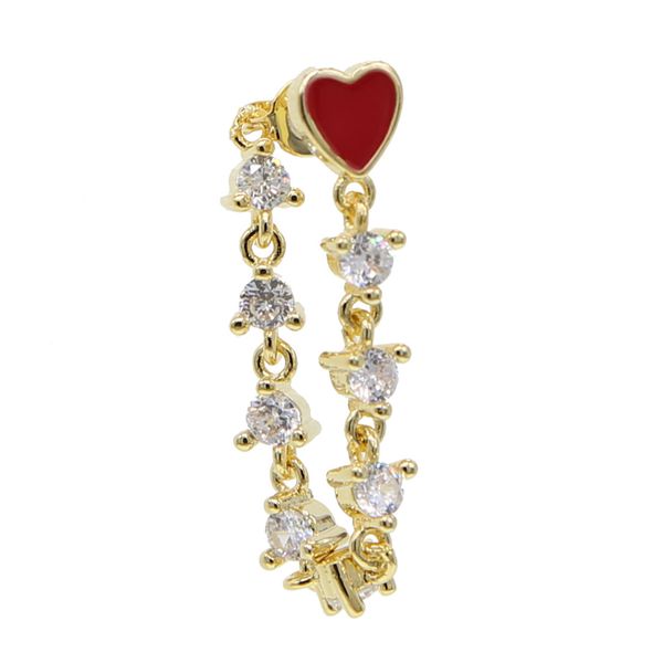

lover girlfriend gift romantic cz link chain red enamel heart long chain earring luxury gorgeous women jewelry, Golden;silver