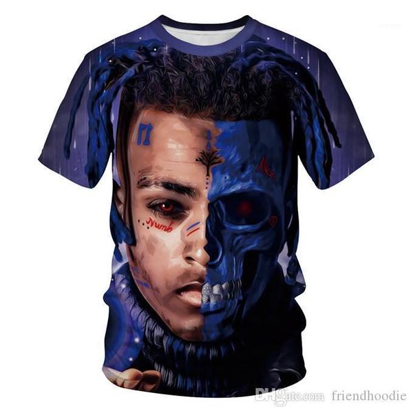 

printed short sleeved fashion usa rapper male tshirts teenagers designer summer clothes rip xxxtentacion mens tshirts 3d digital, White;black