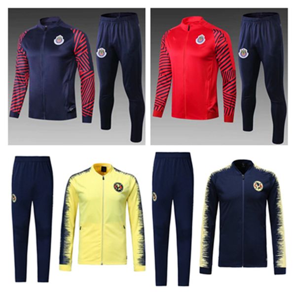 

2019 chivas de guadalajara футбольный спортивный костюм пиджаки 18 19 mexico club camisas de futebol футбольная куртка с молнией, Black
