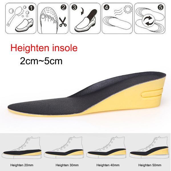 

selling 1 pair women men height increase insoles absorption anti-slip arch support -b5, Black