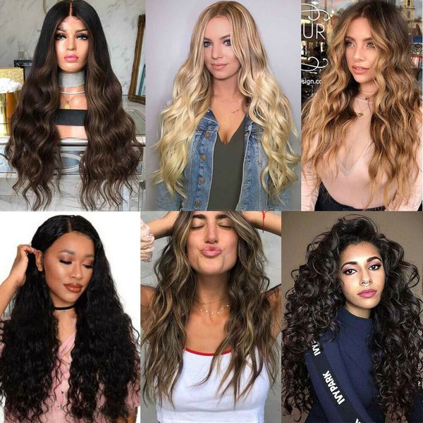 

fashion women cool long full wavy front lace wig natural curly heat resistant synthetic hair wigs cosplay