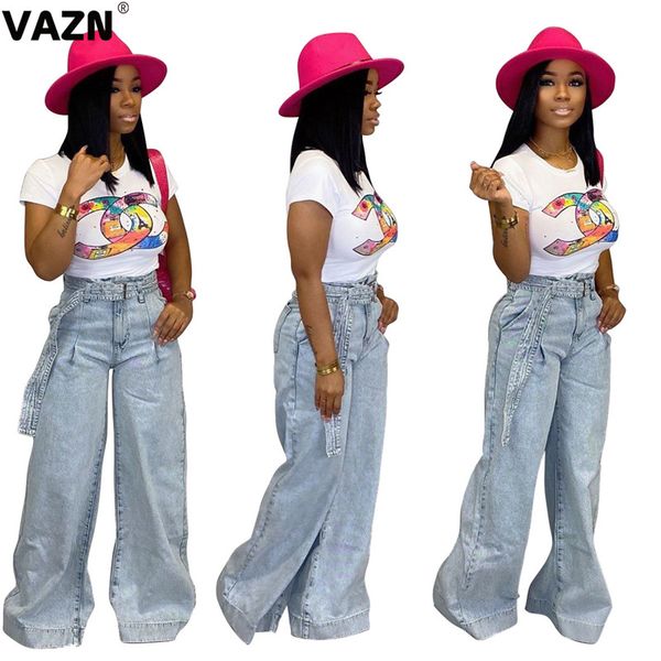 

vazn solid new autumn 2020 arrive new style women jeans solid hole popular hole women long pencil pants, Blue