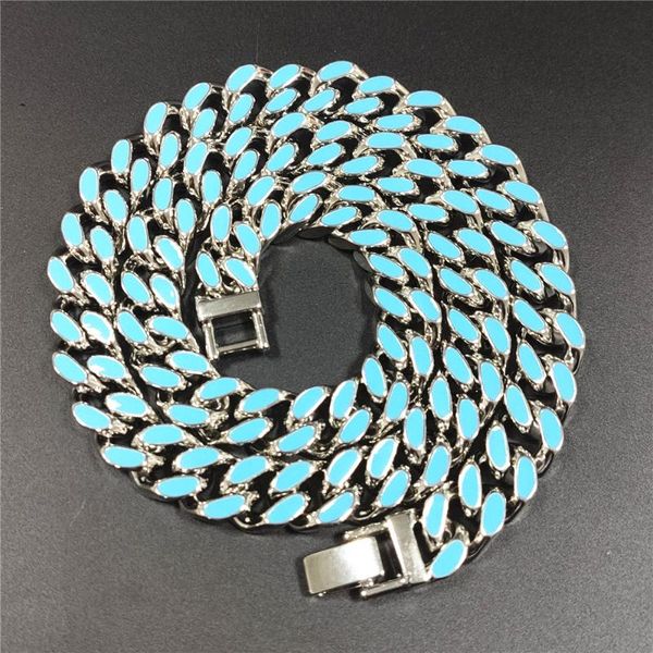 

12.5mm men hip hop dripping oil miami cuban necklace chain bracelets for women men jewelry cz link chain dropshipping, Silver