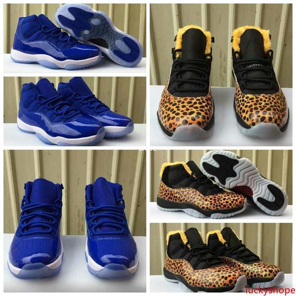 

new 11 mens women basketball shoes 11s royal blue leopard pattern men woman athletic sports trainers sneakers size 5.5-13