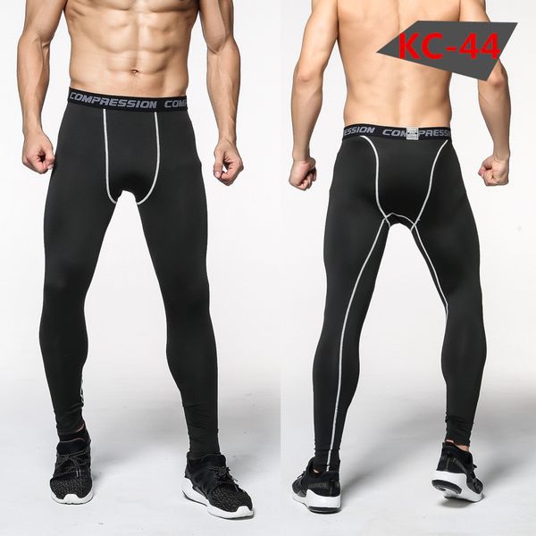 

2018 men compression base layer running pants training leggings fitness gym sports basketball tights quick dry breathable, Black;blue