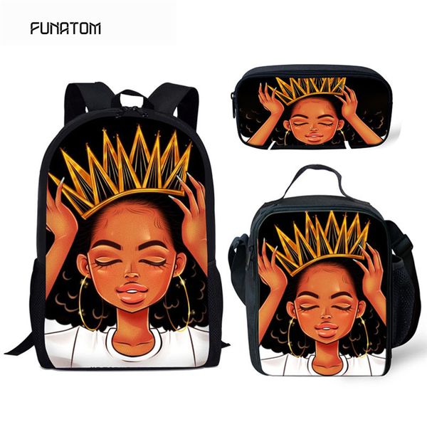 

funatom black art afro lady girls scool bag for girls school bags for primary school bag backpacks teenagers
