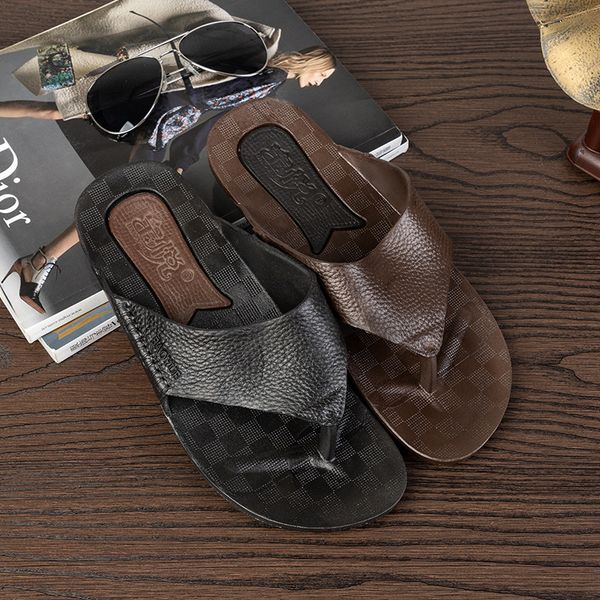 

flat with beach outside men's slippers solid fashion summer flip flops concise men shoes, Black