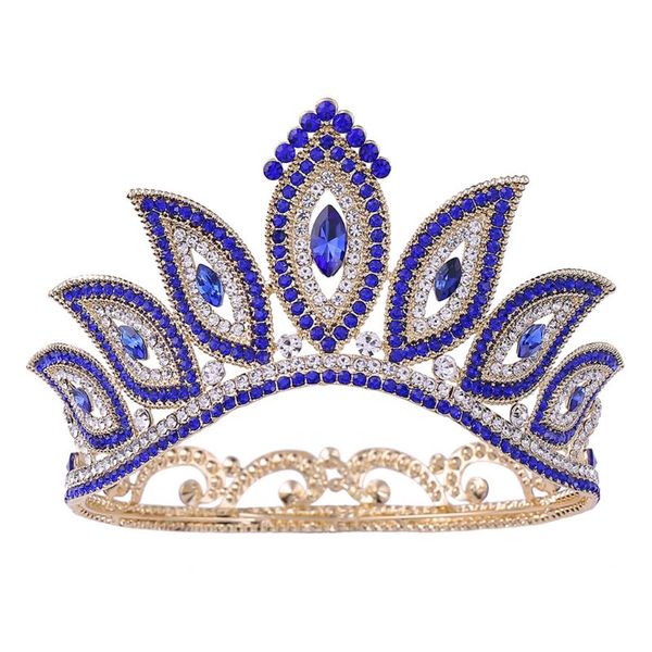 

headdress wedding bride tiara baroque rhinestones bridal round crown headdress, Golden;white