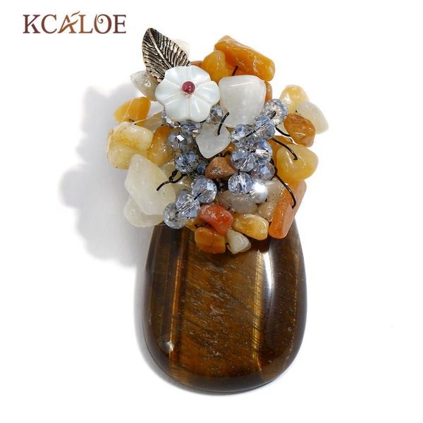 

оптовые тигровый глаз камень булавки и броши для женщин многоцветный природные камни ручной работы брошь pins shell цветов кристалл pin, Gray