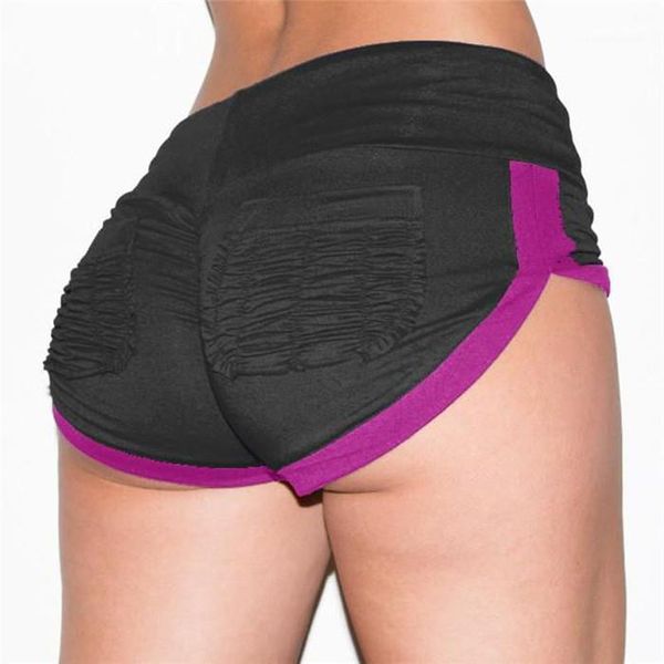 

sports shorts slim running contrast color short pants new women yoga shorts skinny drape, White;black