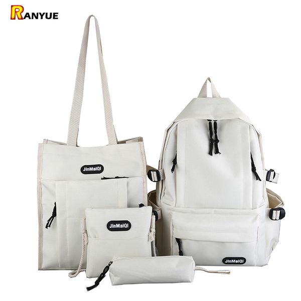 

canvas backpack 4 pcs/set women school backpacks schoolbag for teenagers student book bag boys satchelwomen backpack mochila