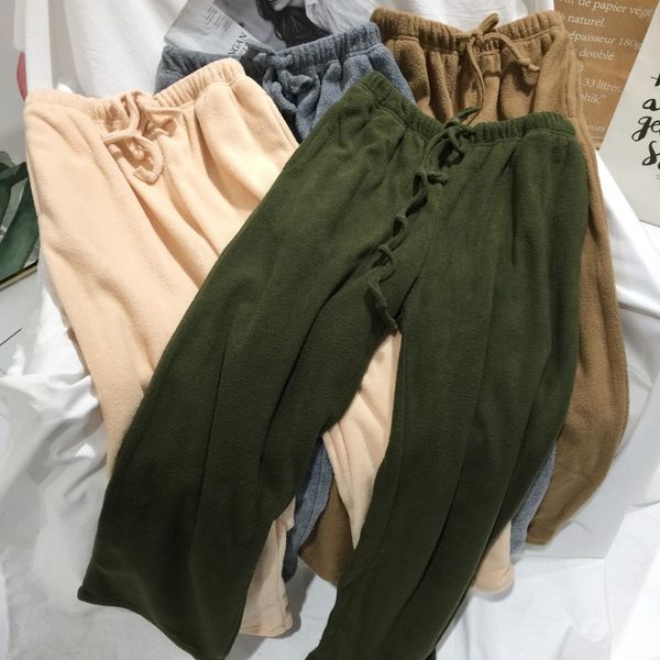 

polar fleece athletic pants outer wear plus velvet fairy warm pants women's winter household lazy thick casual sleep, Black;blue